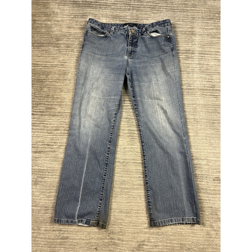 Nine West Jeans Womens 14 Blue Cotton Blend‎ Denim Straight Leg Casual